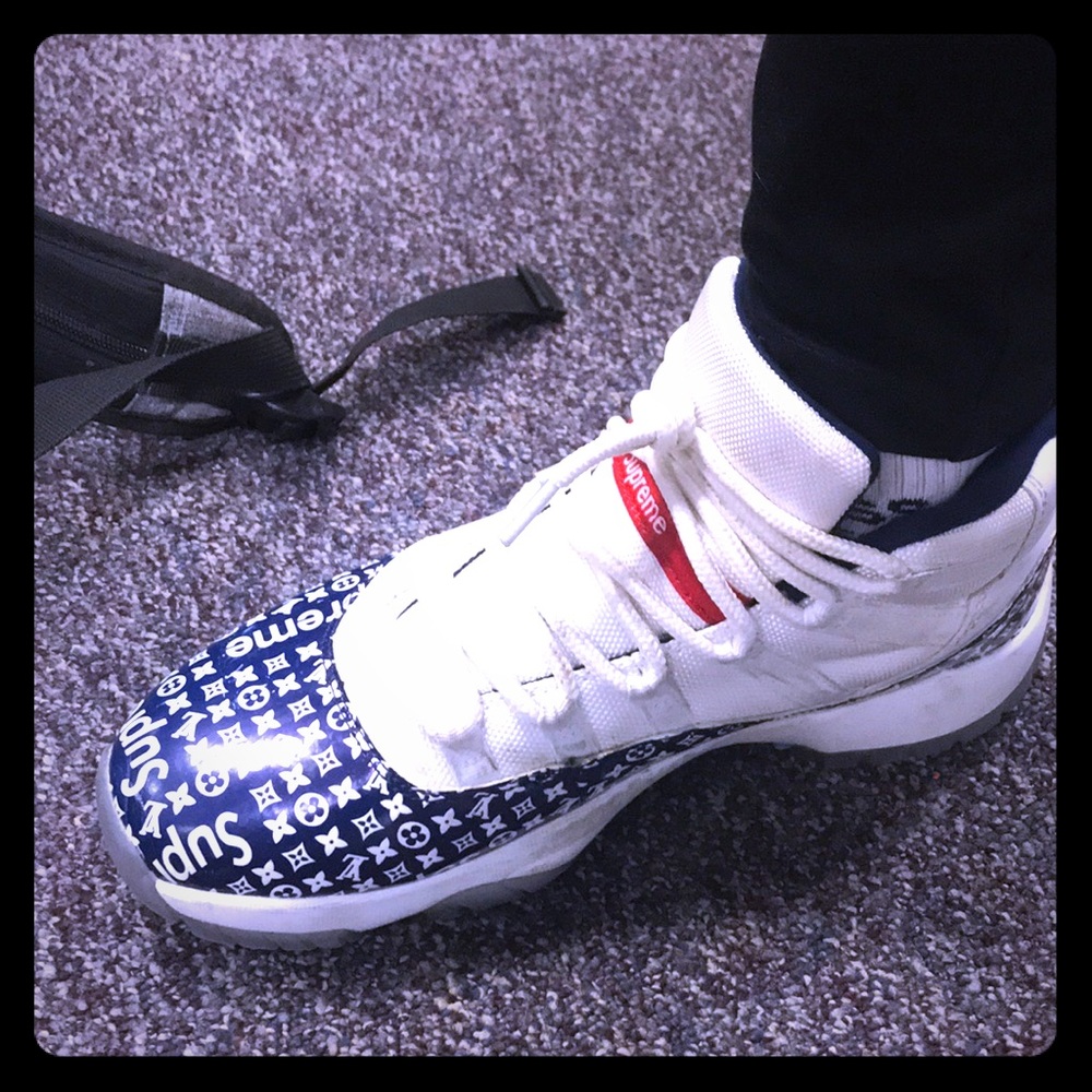 Louis Vuitton & supreme custom 11s